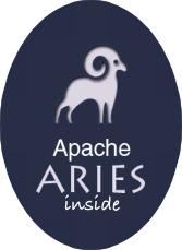 Apache Aries inside blue oval